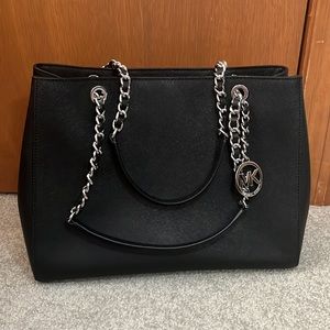 Michael Kors Susannah Black Leather Large Tote